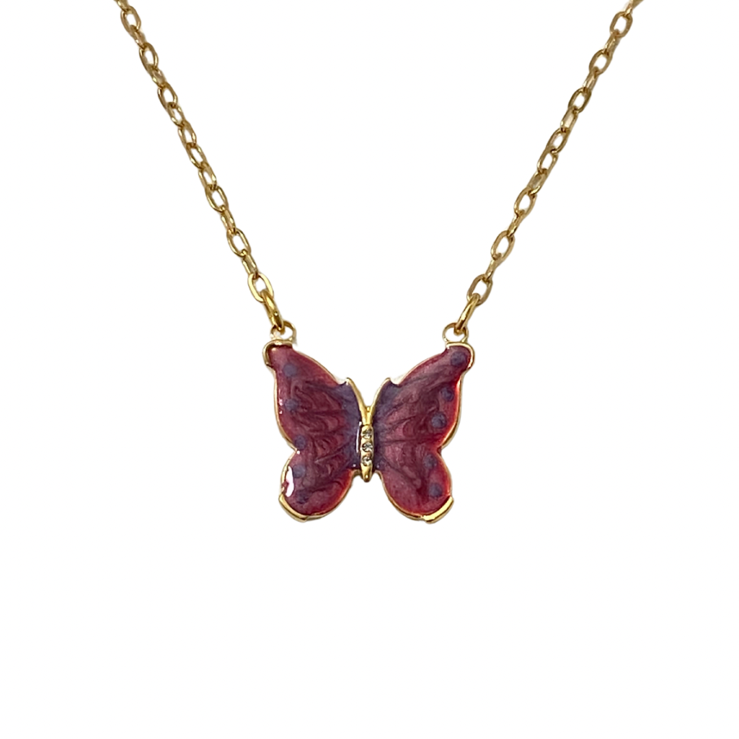Sangria Butterfly Necklace