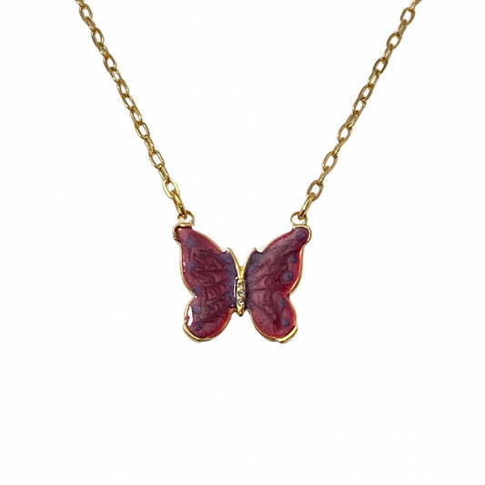 Sangria Butterfly Necklace