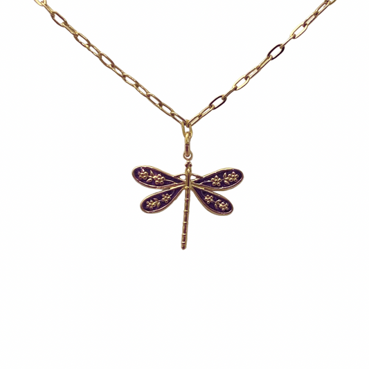 Plum Dragonfly Necklace