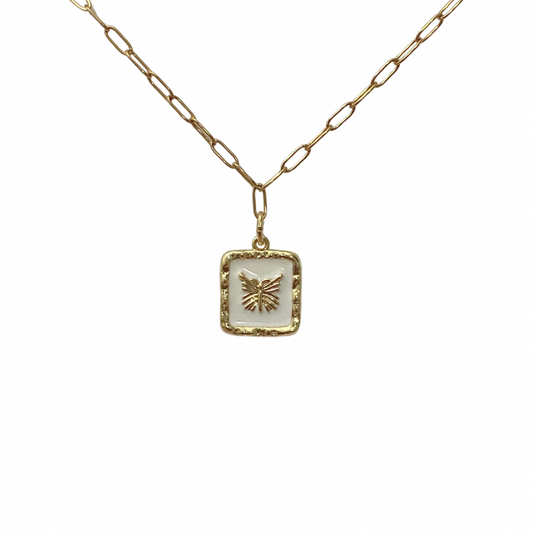 White Butterfly Necklace