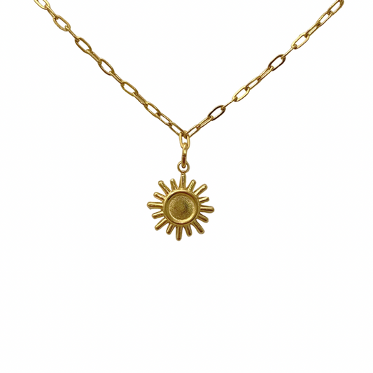 Tiny Sun Necklace on Cable Chain