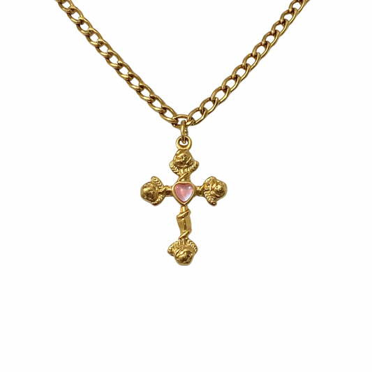Pink Cross Necklace
