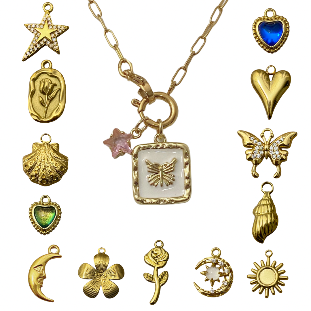 Gold Charm Holder Necklace