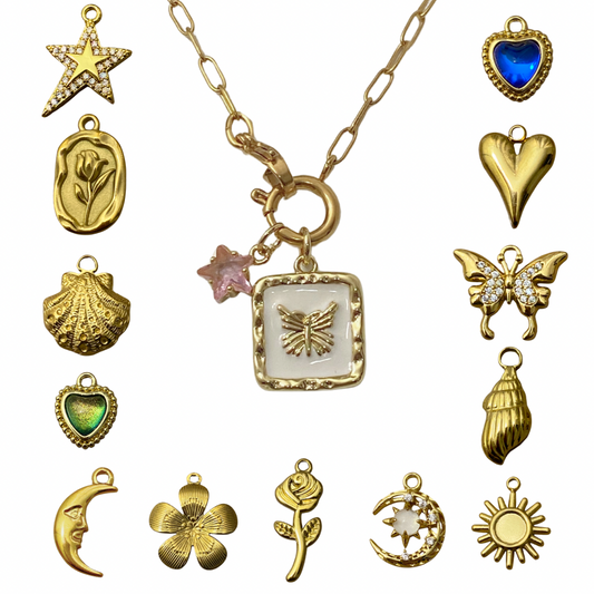 Gold Charm Holder Necklace