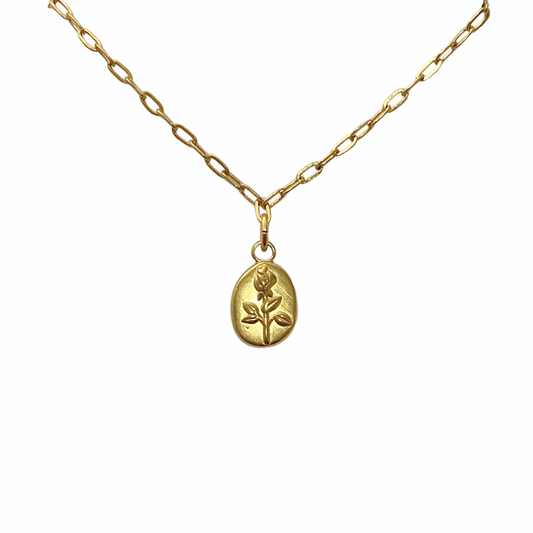 Mini Rose Stamp Necklace