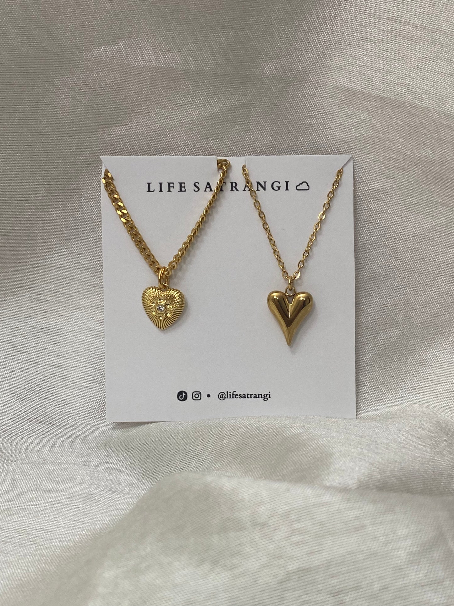 Gold Puffy Heart Necklace