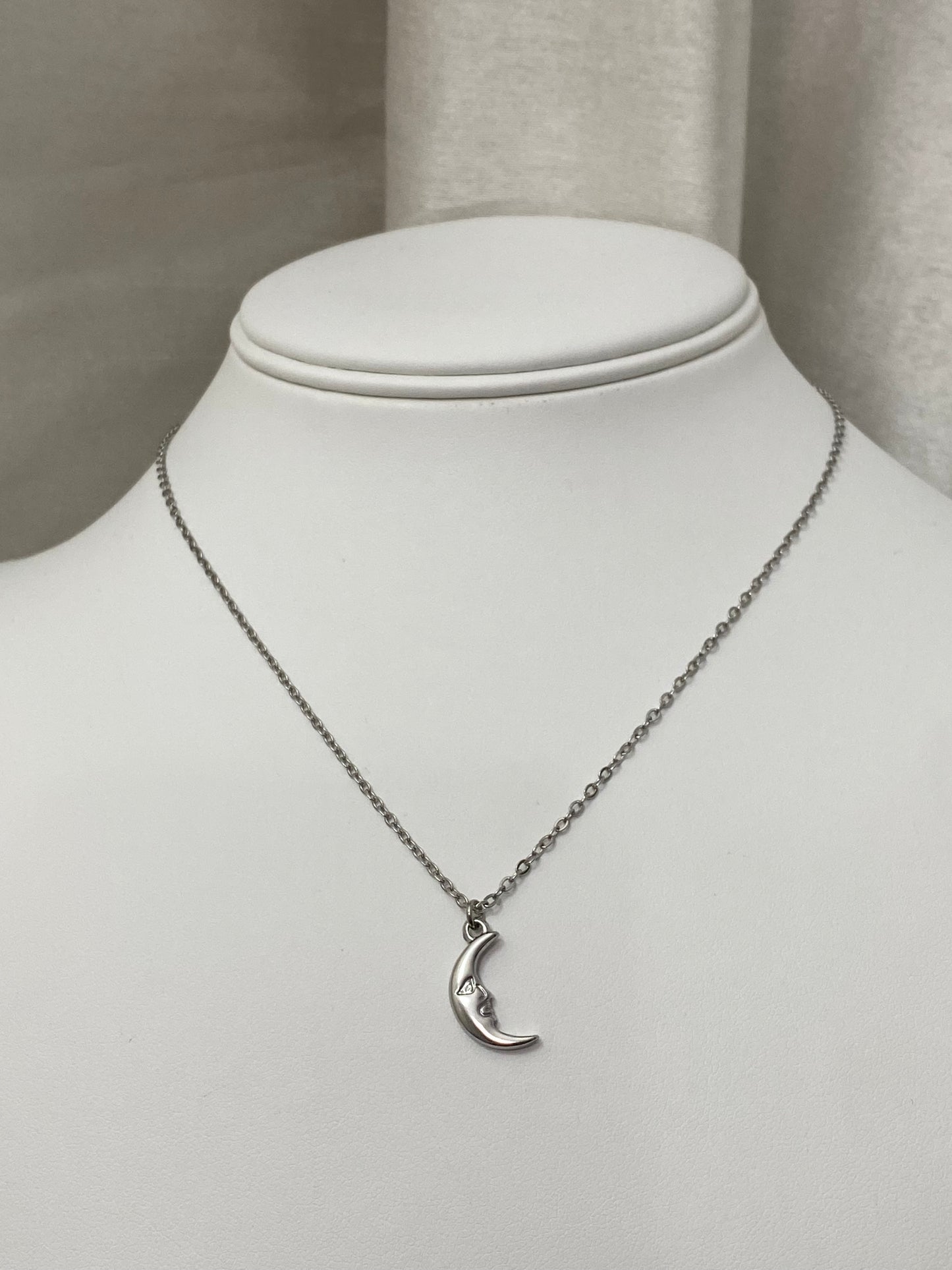 Silver Crescent Moon Necklace