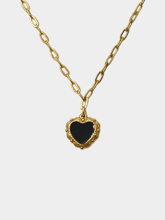 Black Coquette Heart Necklace