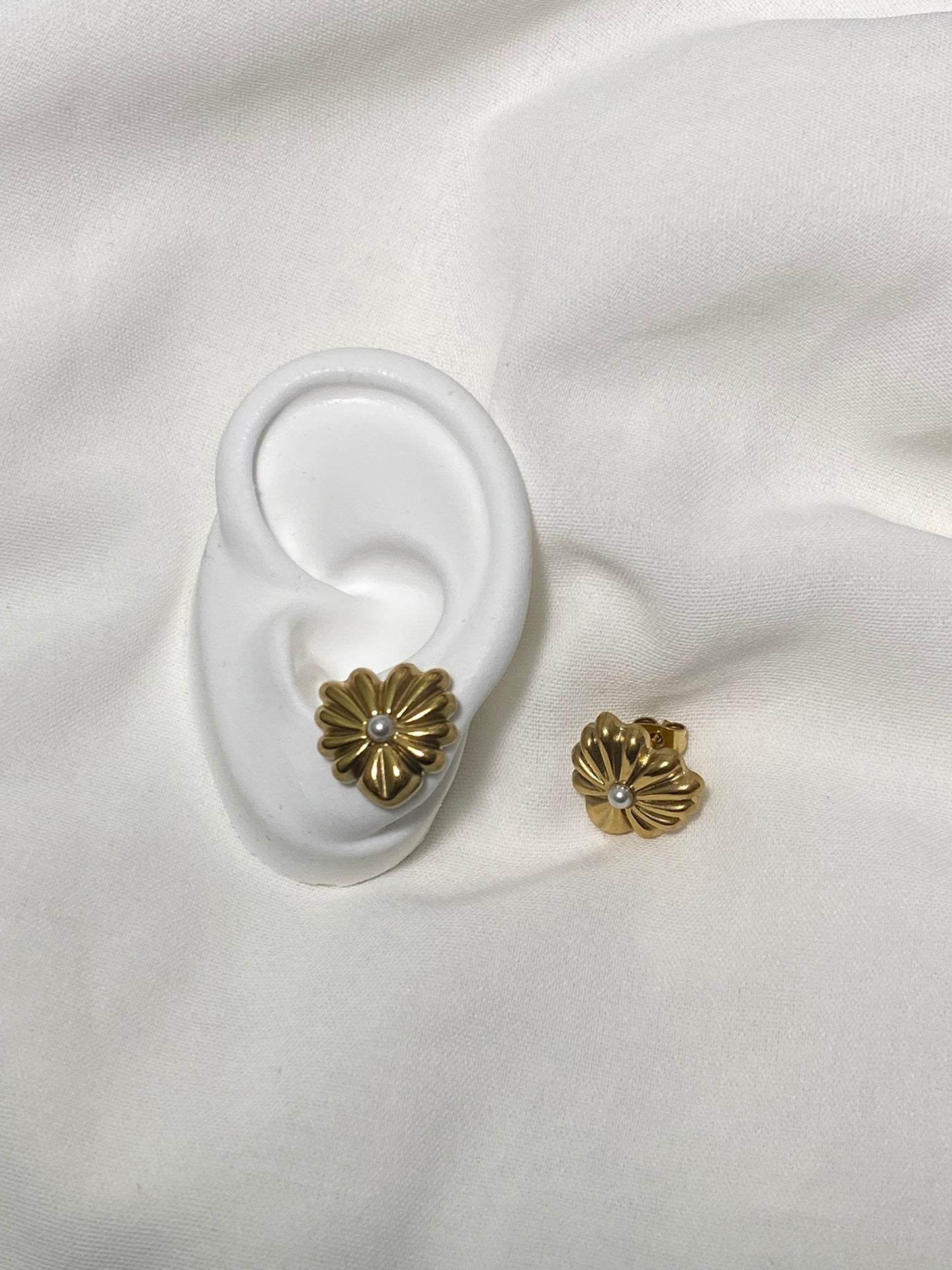 Flower Heart Studs