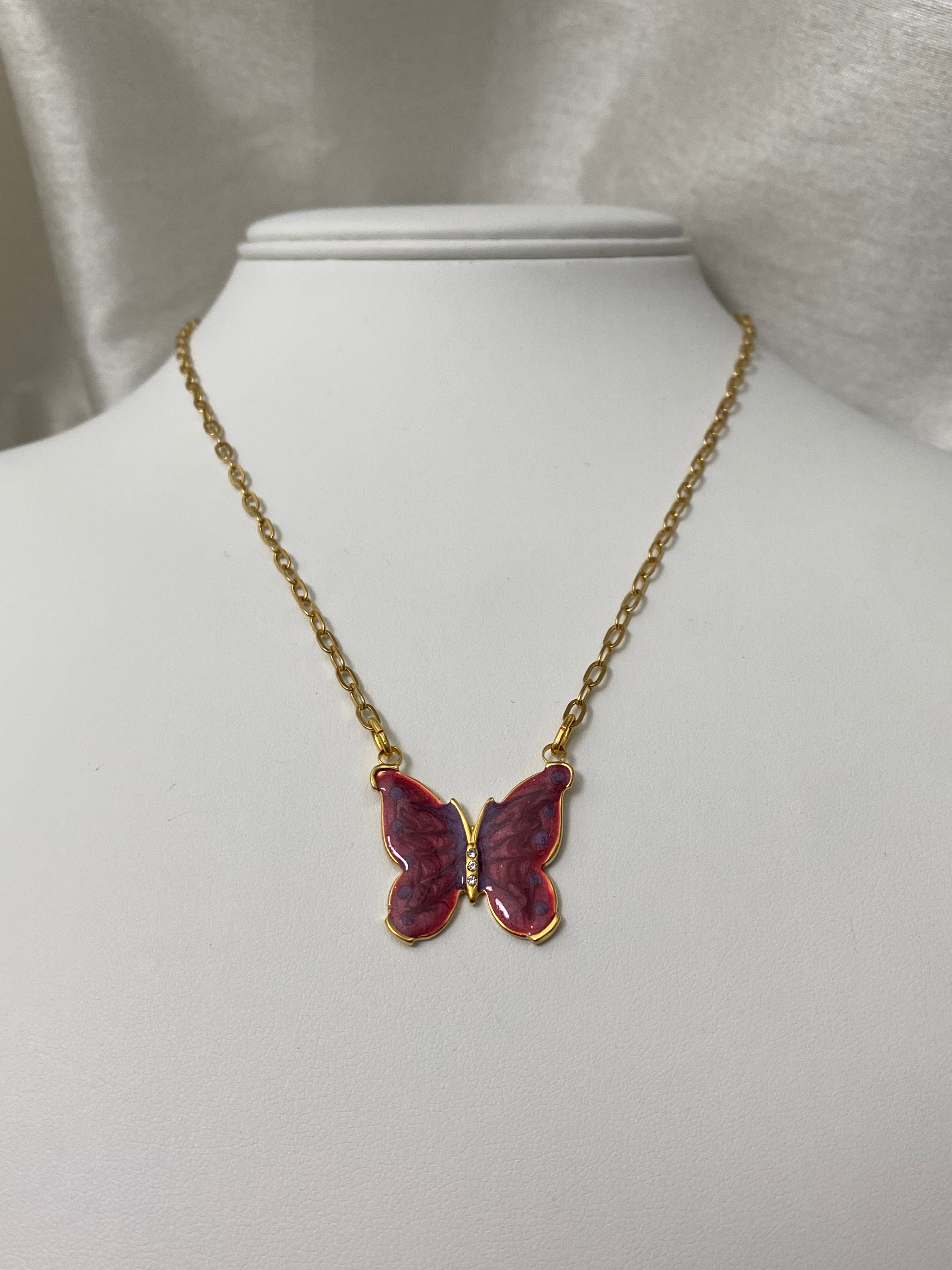 Merlot Butterfly Necklace