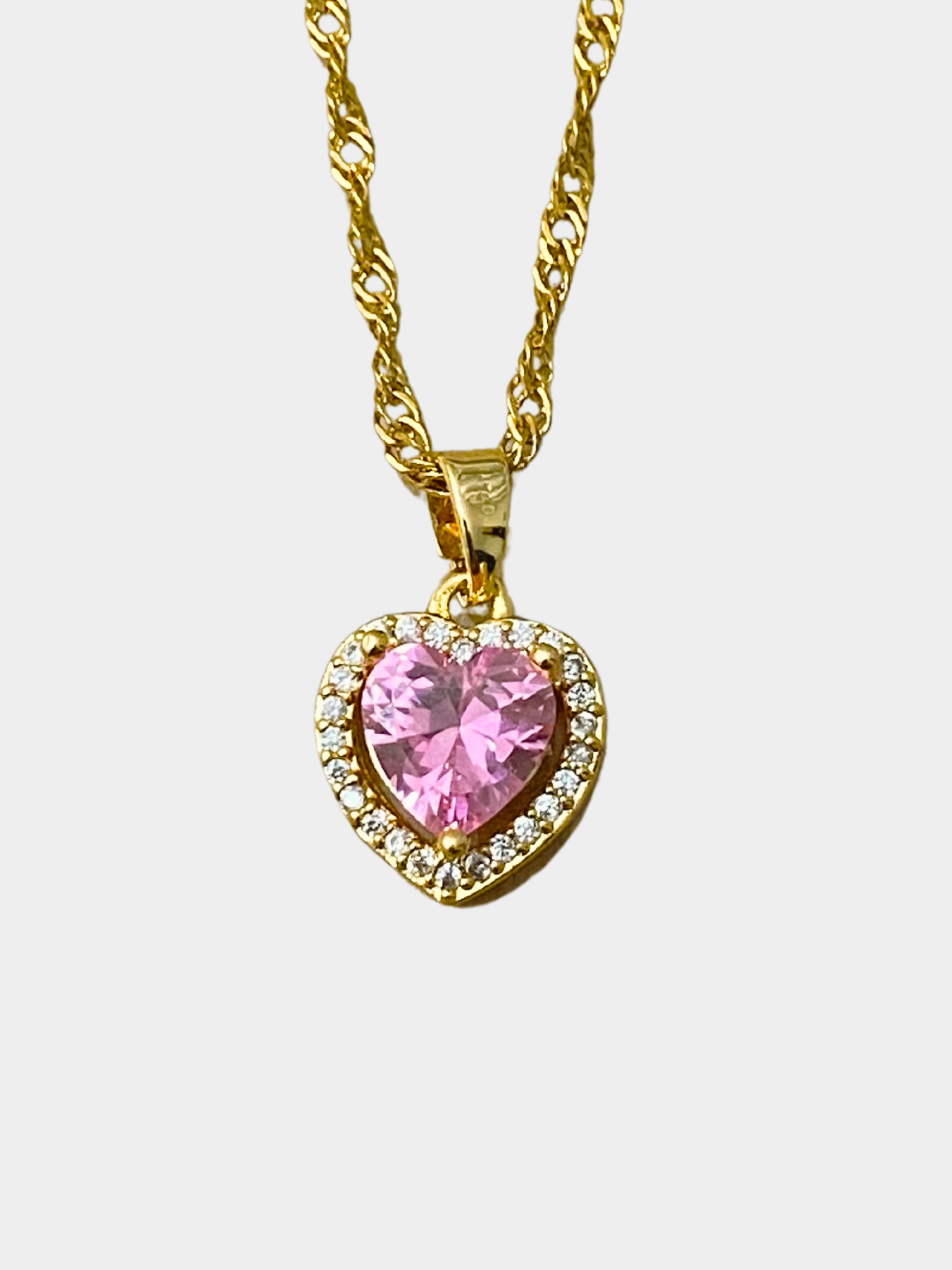 Pink Crystal Heart Necklace