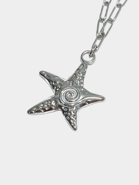 Ancient Starfish Necklace Silver