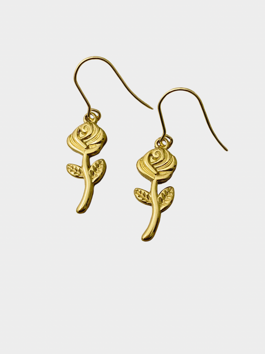 Soft Rose Earrings in Gold