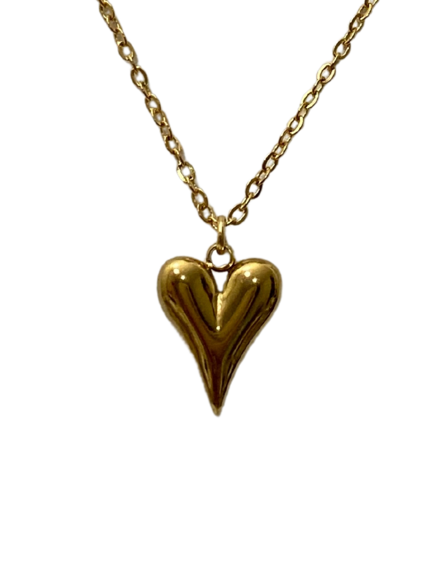 Gold Puffy Heart Necklace