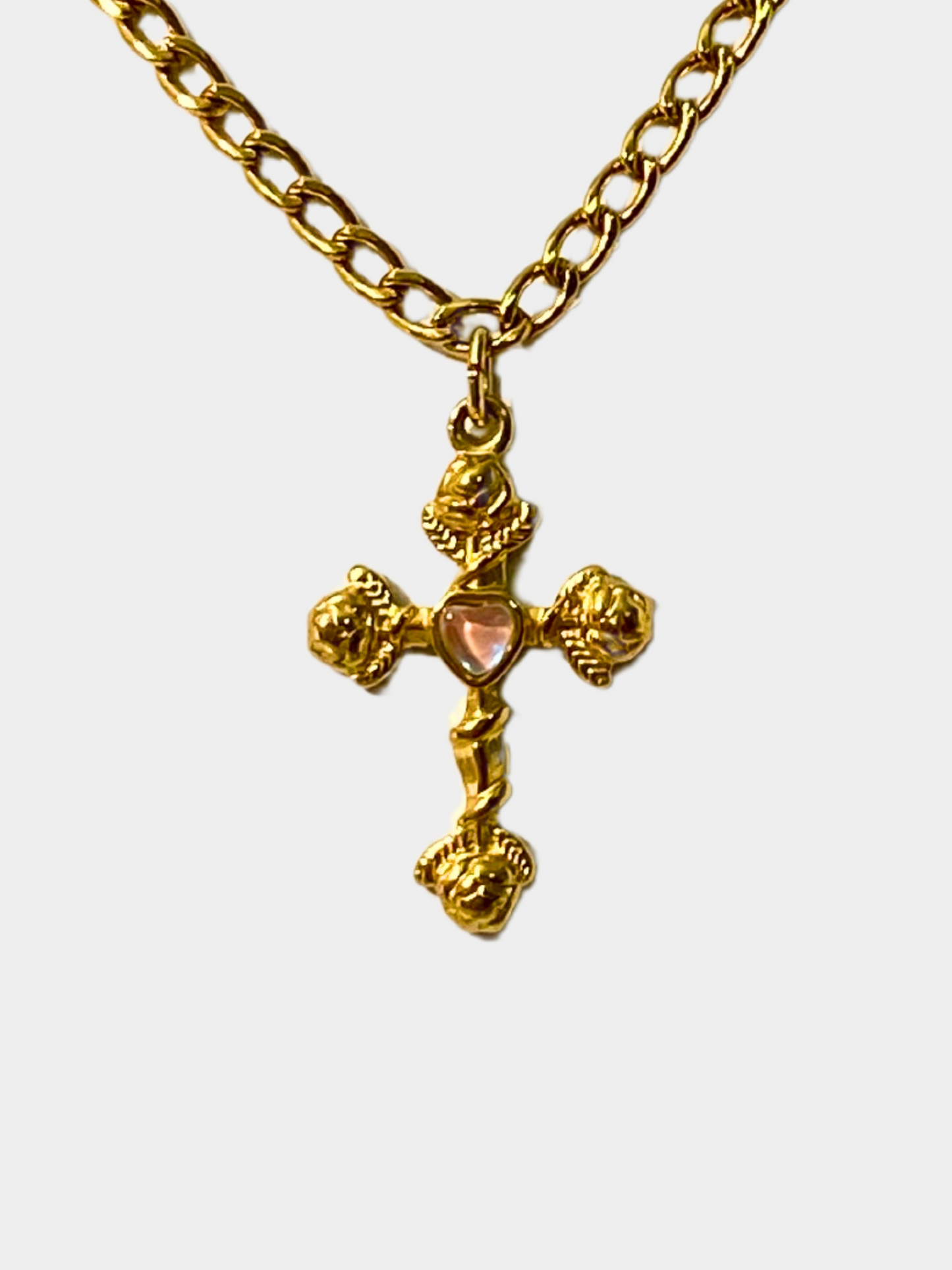 Pink Ethereal Cross Necklace