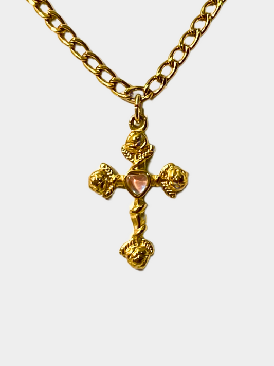 Pink Ethereal Cross Necklace