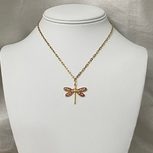 Red Dragonfly Necklace