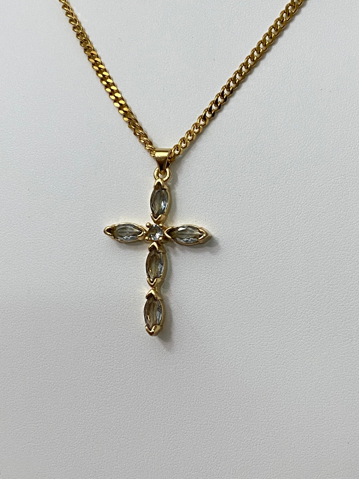 Grey Crystal Cross Necklace