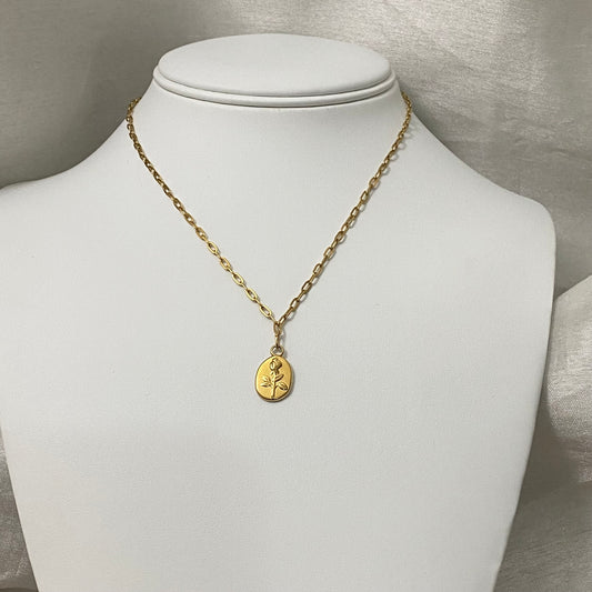 Mini Rose Stamp Necklace
