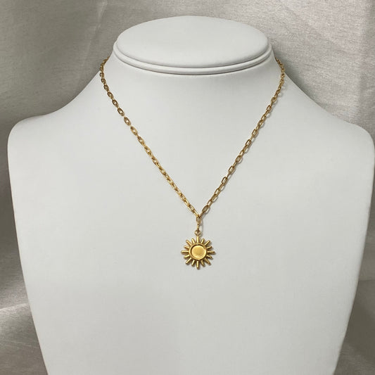 Tiny Sun Necklace on Cable Chain