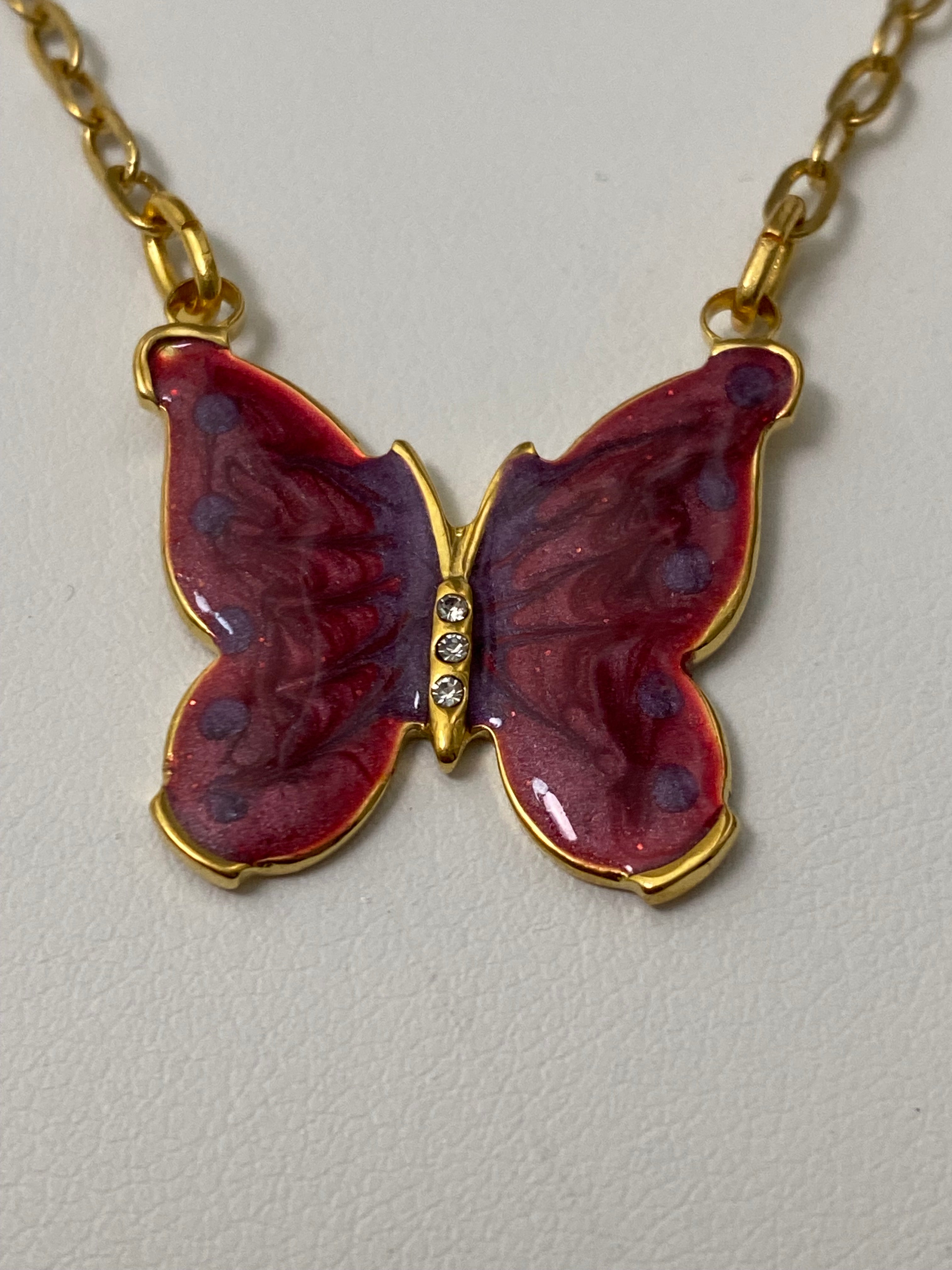 Merlot Butterfly Necklace