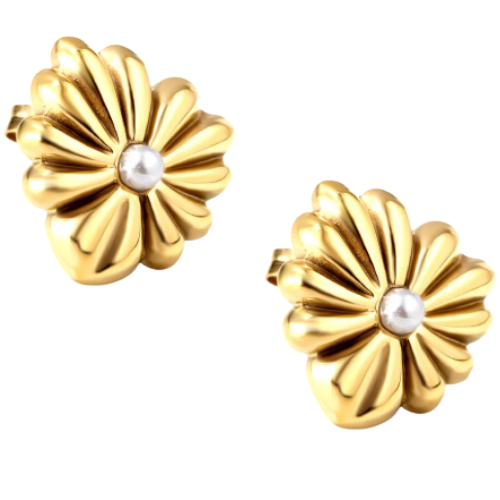 Flower Heart Studs