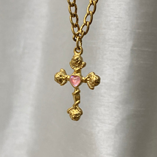 Pink Cross Necklace