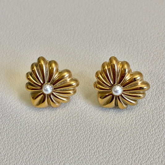 Flower Heart Studs