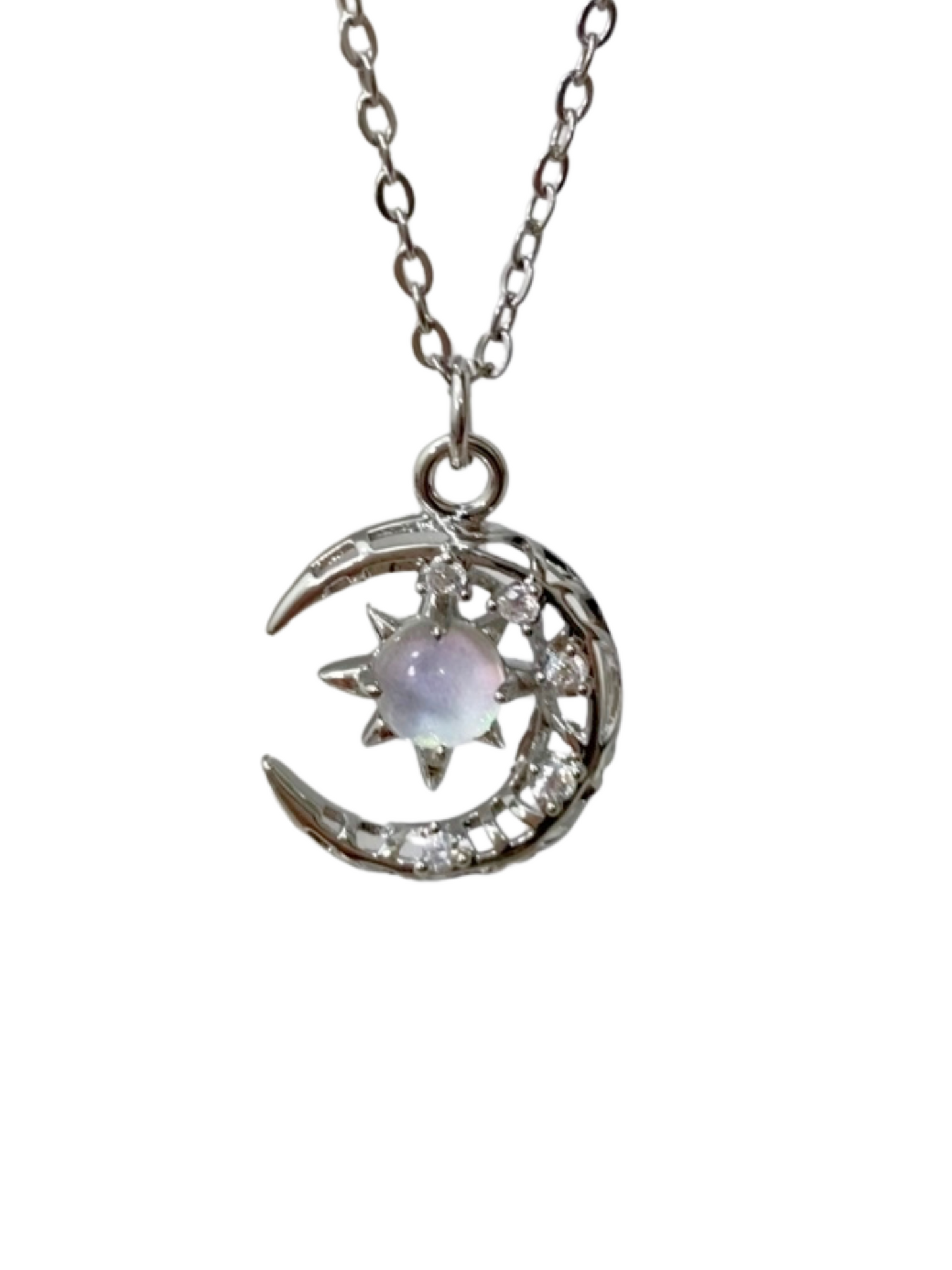 Opal Moon Necklace Gold