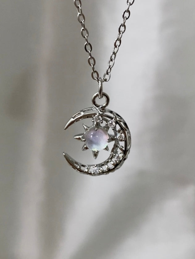 Opal Moon Necklace Gold