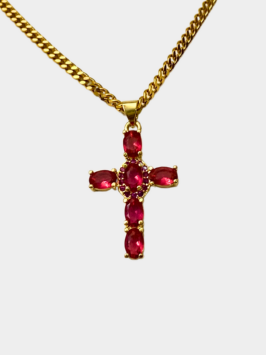 Red Crystal Cross Necklace