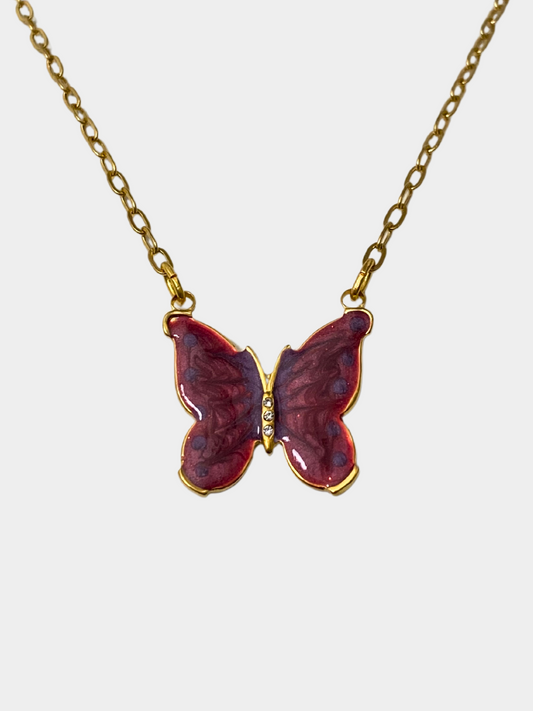 Merlot Butterfly Necklace