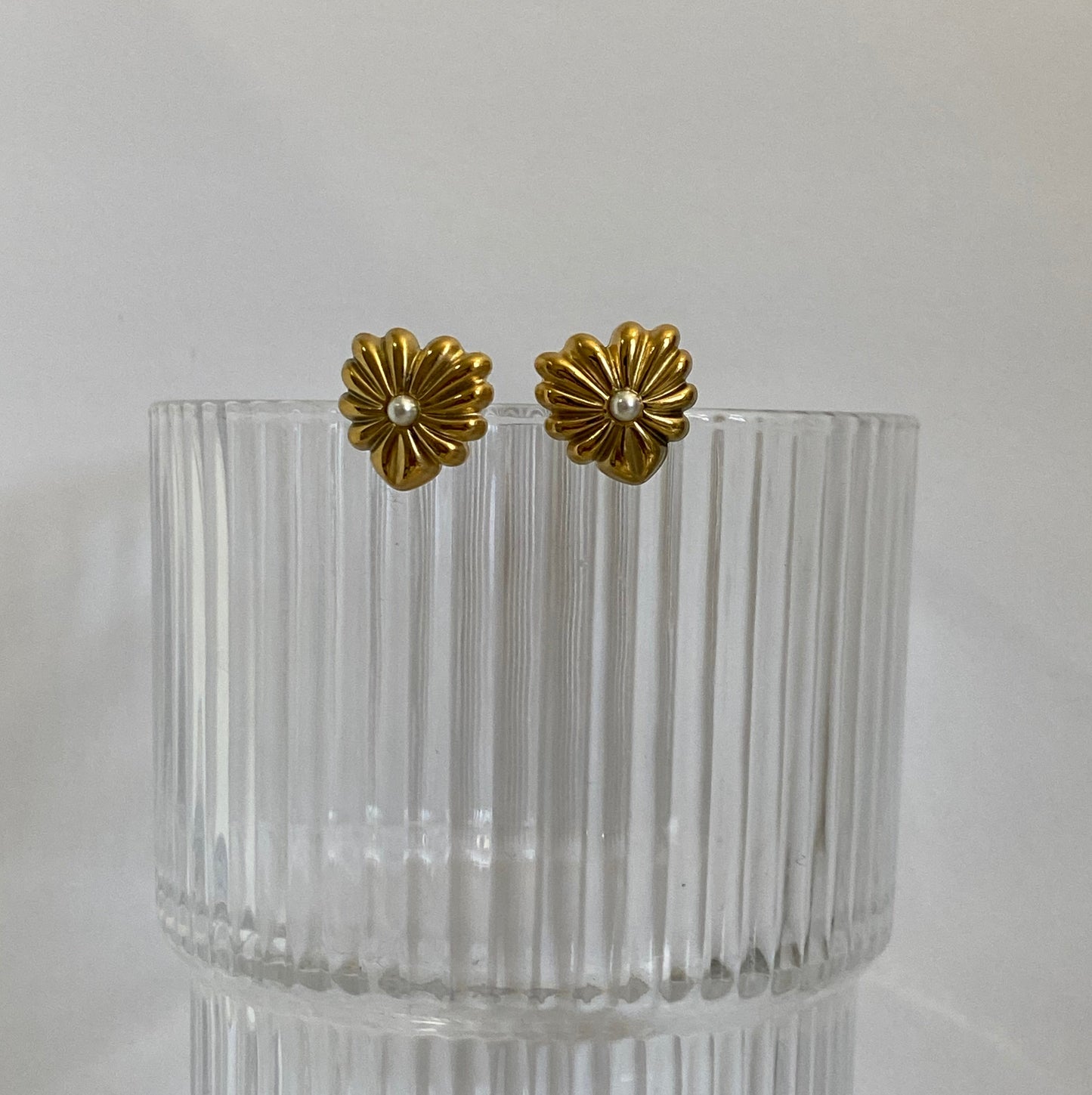 Flower Heart Studs