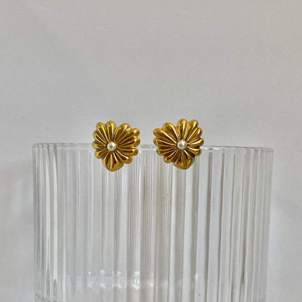 Flower Heart Studs