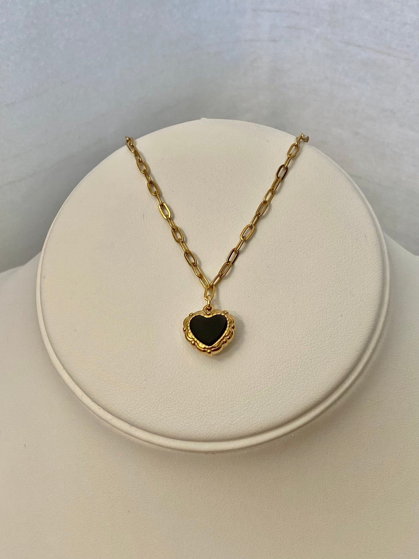 Black Coquette Heart Necklace