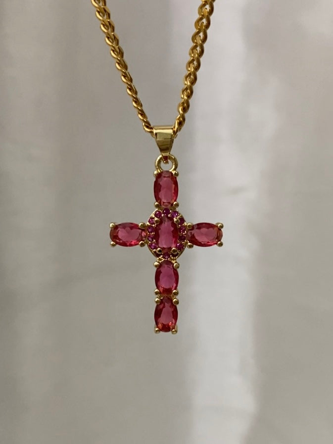 Red Crystal Cross Necklace