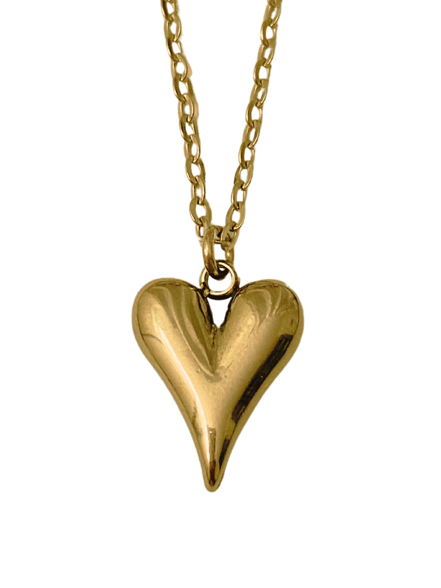 Gold Puffy Heart Necklace