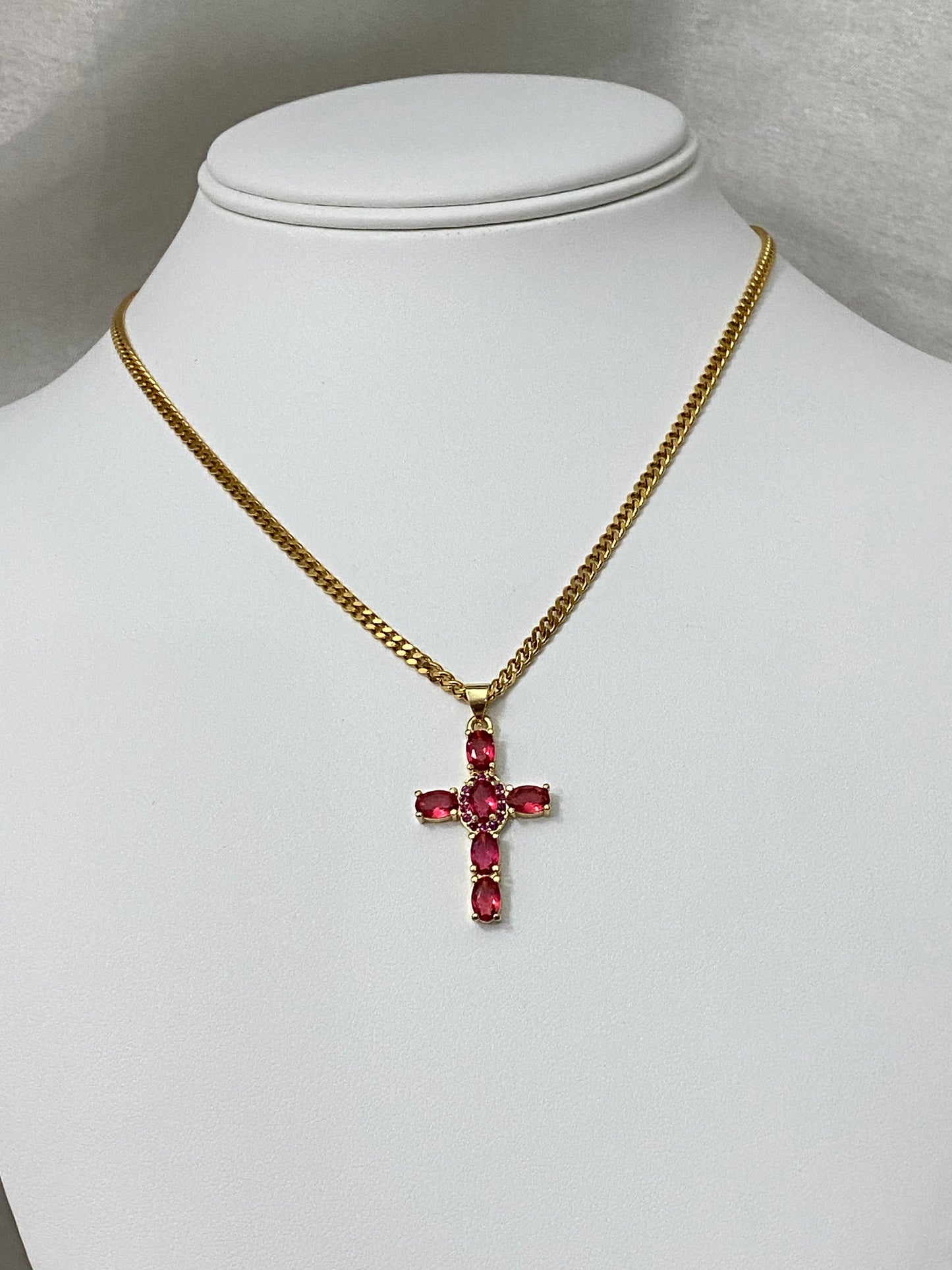 Red Crystal Cross Necklace