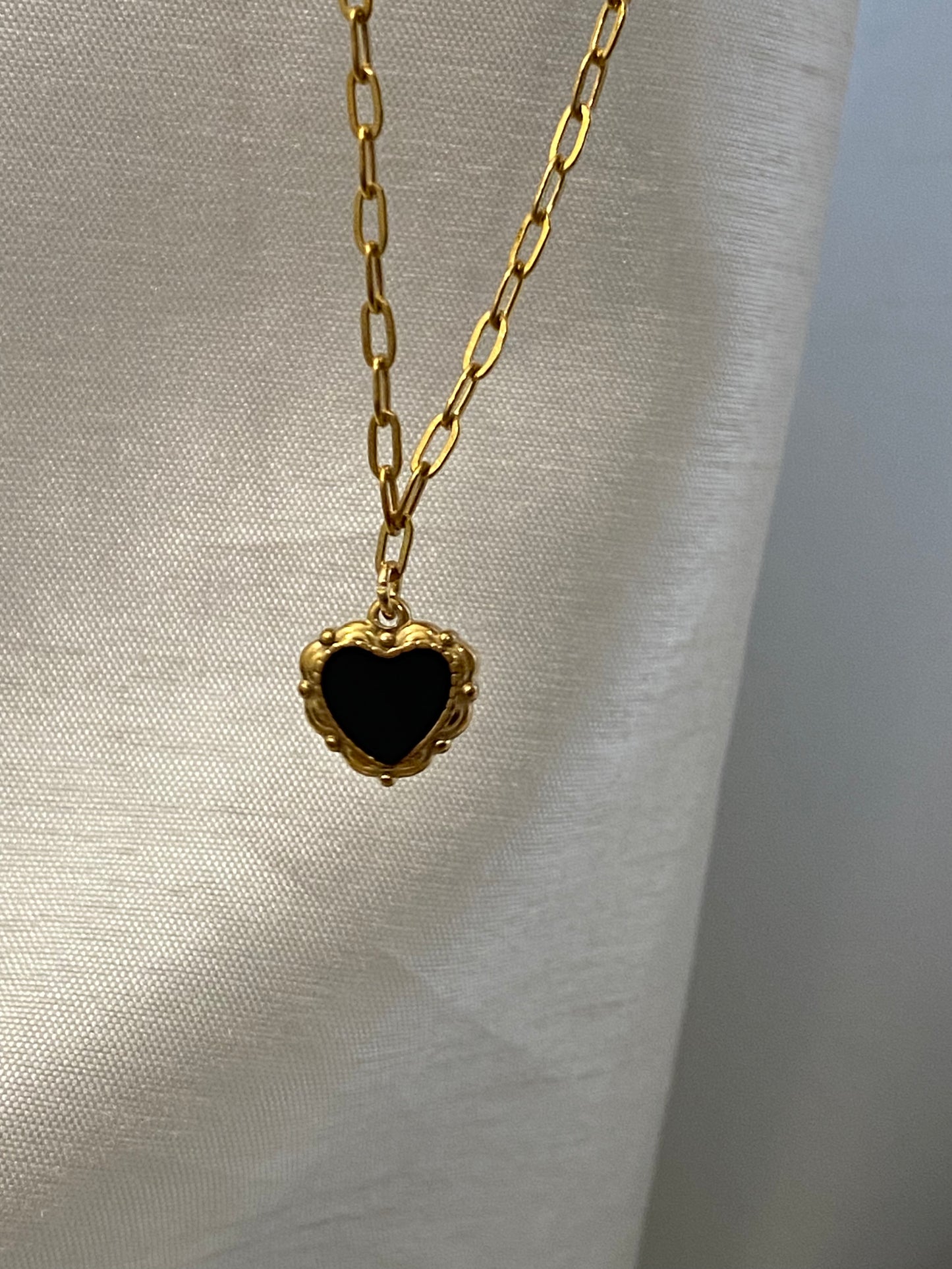 Black Coquette Heart Necklace