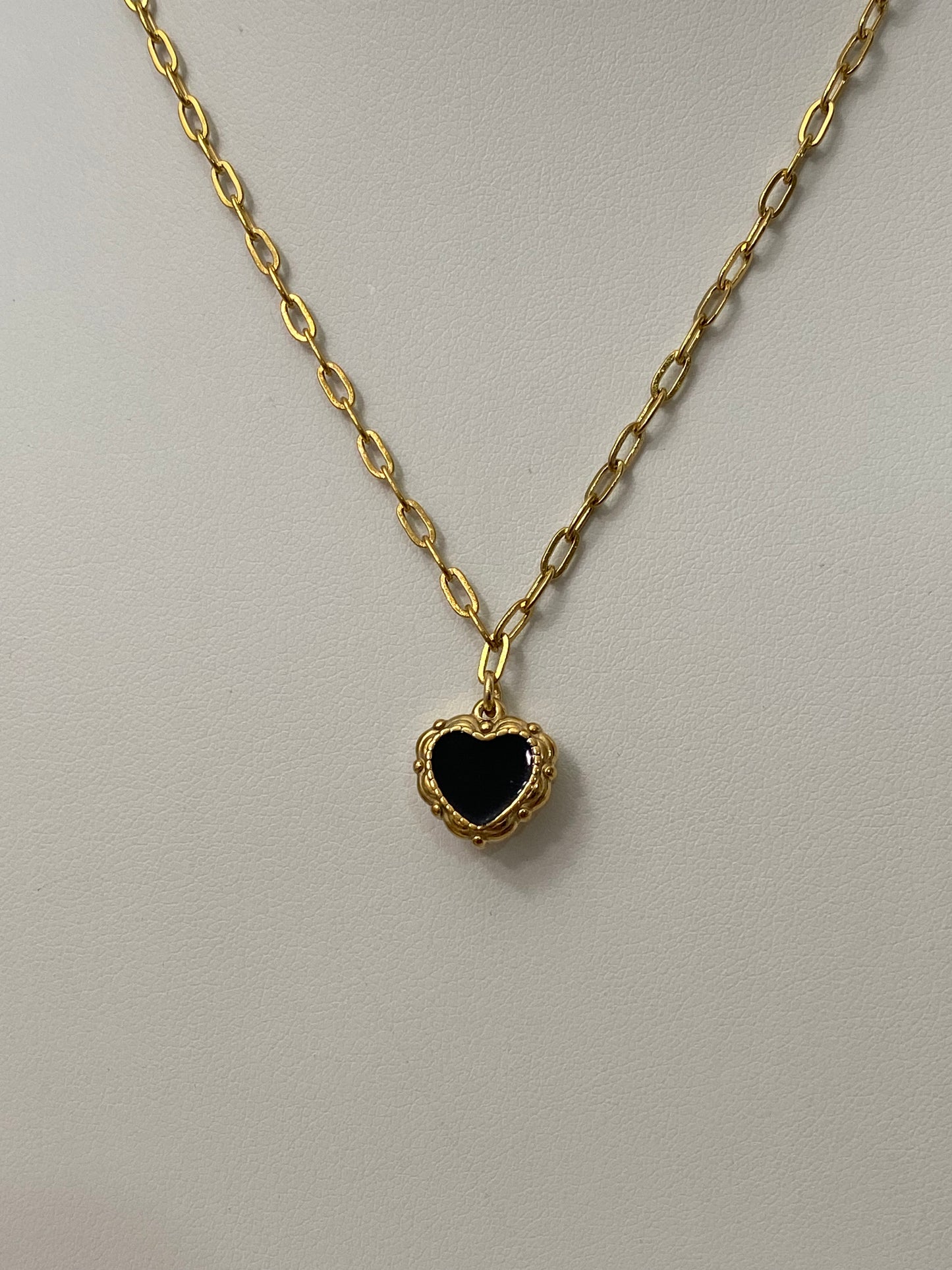 Black Coquette Heart Necklace